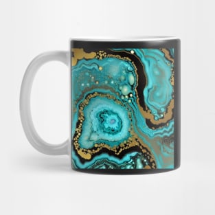 Aqua and Black Marble Design with Gold Mug